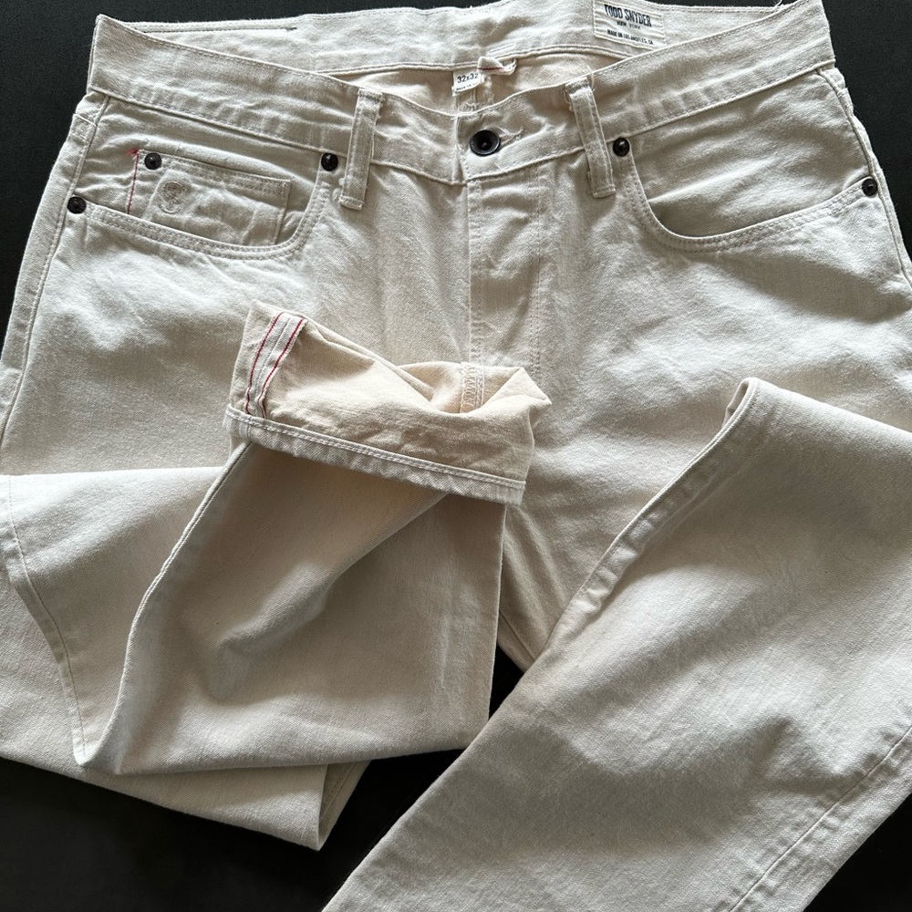 Todd Snyder Slim Japanese Selvedge Denim White Ecru Made In USA Like New Tag 32